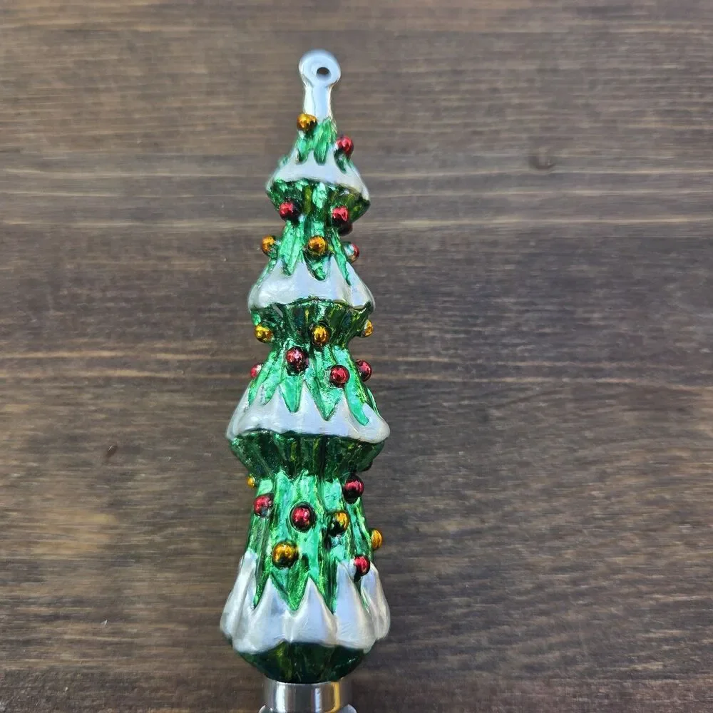1998 Boston Warehouse Santa & Christmas Tree Cheese Serving Set in Box